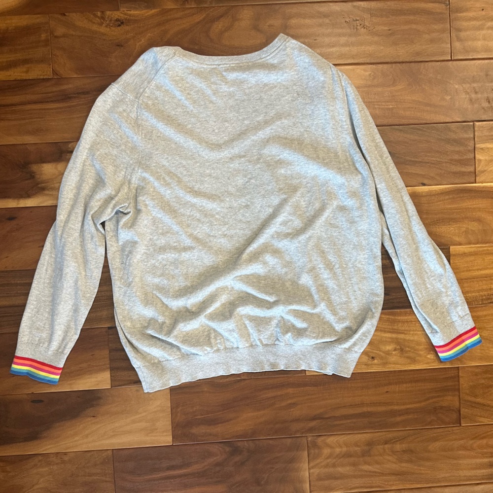 GAP Gray Sweater with Rainbow Stripe Chest size XXL - Picture 3 of 3